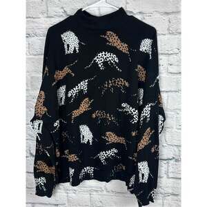 Fate Dreaming About You Black Leopard Sweater Women’s Large